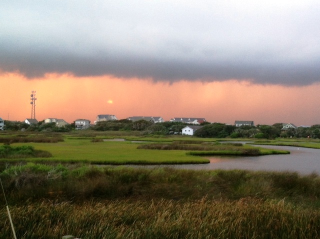 marsh and pink sky Hatteras Village, NC